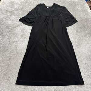 Lauren Ralph Lauren Batwing Cape Long Maxi Dress Womens 10 Black V-Neck Stretch